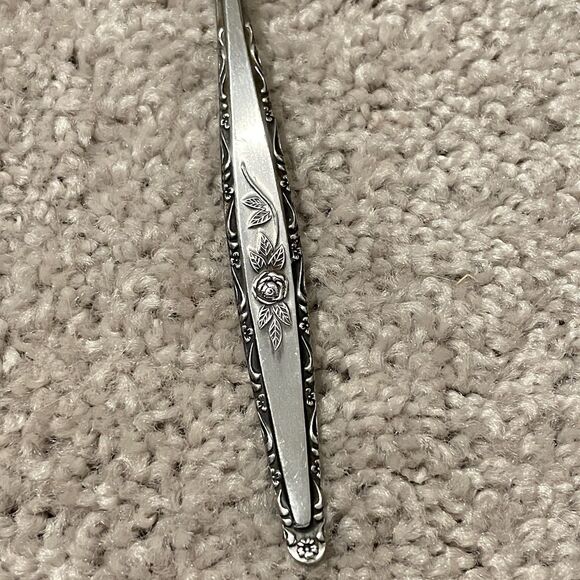 Interpur INR3 Sugar Spoon 6" Rose Scroll Edge Stainless Steel Japan - Picture 3 of 5